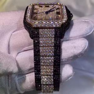 Luxury square <b>diamond</b> wristwatch with roman numeral dial sparkling gemstone encrusted bezel and bracelet elegant design - Product Image 2