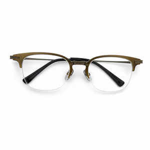 Monture de lunettes optiques anti-lumière bleue UV420, ronde, semi-cerclée, en titane léger, titane pur, sur mesure, RX, OEM - Product Image 3