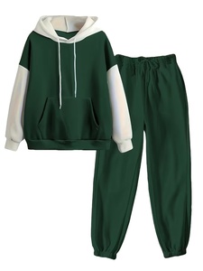 Women's Summer Short Long Sleeve Hoodie & Loose Casual Pants Set 2pcs Light Gray Hooded Sweatshirt Sweatpants 100% Cotton Fleece - Product Image 4