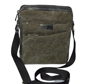 Sacs bandoulière messager vintage décontractés en cuir véritable et toile pour hommes, vente en gros, collection été - Product Image 1