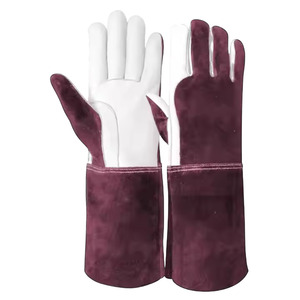 Gants en cuir pleine fleur et croûte de vache de qualité supérieure, texture lisse, résistance aux éclaboussures et à l'abrasion pour le soudage TIG, le barbecue et la lutte contre les incendies - Product Image 4