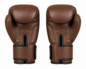 Guantes de Boxeo Verticales de Cuero Marrón Dumela International con Diseño de Logotipo Shield, Modelo DI-BG-07 - Product Image 2