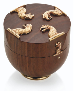Wholesale Price <b>Round</b> Wooden Bowl Container Brass Lid Organizer Handmade Luxury <b>Table</b> Decor Storage Box Decorative Storage Piece - Product Image 2