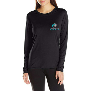 Camiseta deportiva de manga larga para mujer con tejido transpirable y estampado de logotipo - Product Image 3