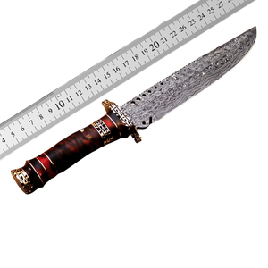 Couteau de chasse artisanal haut de gamme à lame fixe en acier Damas, pointe clip, pour usage extérieur et camping, cadeau avec garantie de 3 ans - Product Image 6