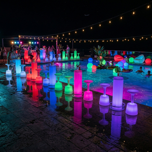 Ensemble de tables hautes à <span class=keywords><strong>LED</strong></span> pour cocktails, mobilier lumineux pour événements, location pour fêtes, discothèques, hôtels et événements en plein air - Product Image 5