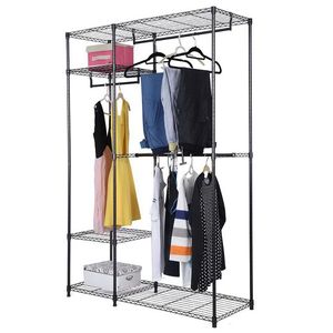 Spedizione Gratuita: Scaffale Portabiti a 4 Ripiani Nero, Organizzatore Nero di YJ - Product Image 2