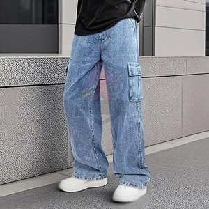 กางเกงยีนส์ทรงหลวมเอวสูงสำหรับผู้ชาย ผลิตตามสั่ง MOQ ต่ำ ขายส่ง น้ำหนักเบา ผ้าฝ้าย 100% คุณภาพสูง - Product Image 5