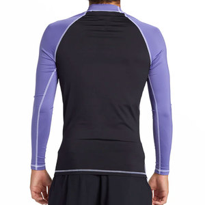 <b>Men</b> Black Purple Color Blocked Rash Guard Spandex Polyester Anti-Uv <b>Compression</b> <b>Shirt</b> Full Sleeve Printed Top By TIAGO SPORTS - Product Image 2