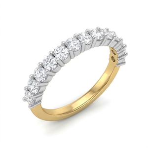 Anillo de media eternidad para mujer en oro de 14K con diamantes cultivados en laboratorio de corte brillante redondo, joyería de boda. - Product Image 1