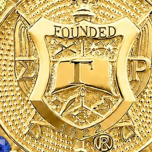 Colgante de Oro Sunburst SGRHO con Circonitas Azules y Doradas, Joyería de Escudo de Hermandad para Mujer, Cadena con Dije Brillante de Inspiración Griega - Product Image 6