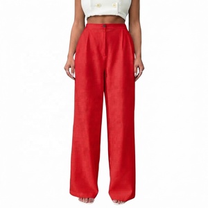 AMIB SPORTS Summer Loose Fit Full Length High Elastic Waist Casual <b>Trousers</b> <b>Lightweight</b> Chiffon Nylon/Acrylic New Latest <b>Women's</b> - Product Image 1