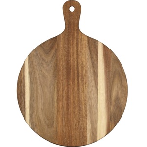 Planche à découper ronde en bois avec poignée pour servir du fromage, des charcuteries, des fruits, des légumes, de la pizza, du pain, pour une utilisation en cuisine - Product Image 1