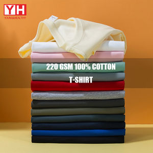 Diseño de logotipo personalizado impreso bajo demanda, camiseta lisa de cuello redondo para hombre, de algodón 100% de alta calidad, suave y pesado, 220 g. - Product Image 2