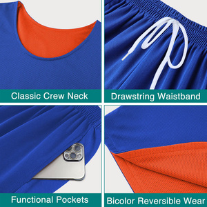 Conjunto de camiseta y pantalones cortos de baloncesto personalizados para hombre, uniformes azules sin mangas que absorben la humedad, para todas las estaciones - Product Image 6