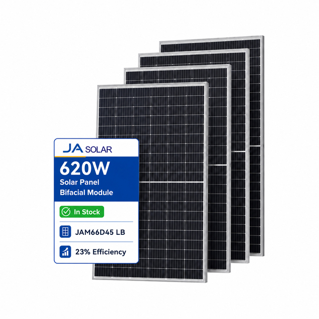 JA Solar 620W 625W 630W Bulk Supply Mono Bifacial Double Glass N Type OEM Supply Solar Panel Module for Factory Shed