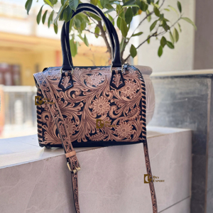 Sac à main Speedy en cuir sculpté à la main, style Gypsy Boho, fait main, couleur rose, élégant, multi-usages, vente en gros - Product Image 1