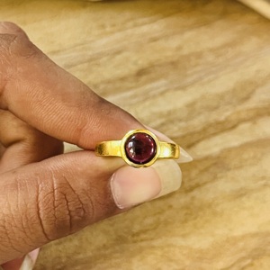 New Arrival Garnet <b>Ring</b> Minimalist Brass <b>Rings</b> For Women 18k Gold Plated <b>Dainty</b> Bezel Solitaire Jewelry For Wholesale/OEM/ODM - Product Image 5