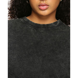 T-shirt femme délavé à l'acide 100% Coton Coupe ample Crop top Manches courtes Teint uni En promotion Respirant Haute qualité - Product Image 5