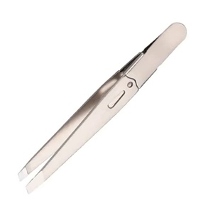 Pinzas de depilación de alta calidad, pinzas para cejas con punta inclinada, pinzas para cejas de acero inoxidable con punta inclinada y agarre plano. - Product Image 2