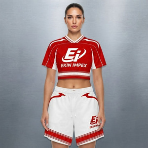 ชุดเสื้อบาสเก็ตบอลสีแดงขาวพร้อมโลโก้สั่งทำพิเศษ เสื้อคอวี กางเกงขาสั้น ผ้าตาข่ายระบายอากาศ ชุดทีมเหย้า/เยือน สำหรับผู้ชาย รับผลิตแบบ OEM โพลีเอสเตอร์ 100% - Product Image 3
