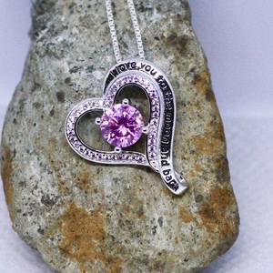 Colgante de corazón de plata de ley con zafiro rosa, te amo hasta la luna y de regreso, joyería de piedras preciosas, regalo para mujer - Product Image 6