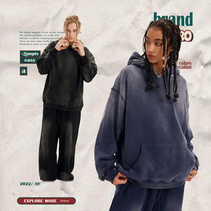 BEW0062 Sudadera con Capucha Extra Grande Personalizable OEM 2024, Fabricada con 100% Algodón, Lavado Ácido, Estilo Vintage, Tejido Grueso - Product Image 5