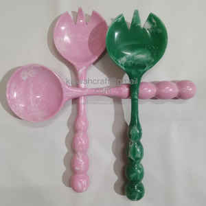 Top Selling Luxury Design Resin Salad Servers Set Baby <b>Pink</b> and Green Colors Manufactured Salad <b>Tools</b> - Product Image 1