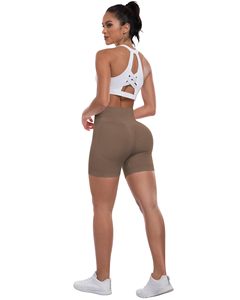 High Waisted Workout Gym Shorts For Women Biker Shorts Tummy Control Butt Lifting Running Sports Yoga <b>Booty</b> Scrunch Butt Shorts - Product Image 2