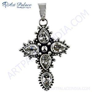 Pendentif en argent avec pierre précieuse CZ - Product Image 1