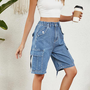 Shorts en jean taille haute décontractés à cinq poches, prêts à être expédiés - Product Image 4