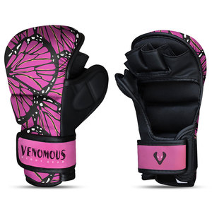 Gants de MMA Venomous Butterfly Pro en cuir PVC, demi-doigts, avec fermeture, unisexe, personnalisables pour l'entraînement, le sparring et le grappling - Product Image 1