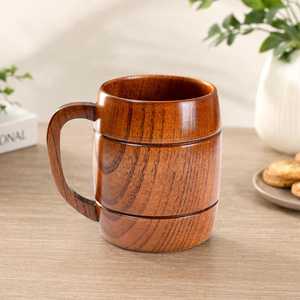Mug en bois naturel fait main, classique et écologique |   Tasse à thé et à café en forme d'ours |   Qualité supérieure |   Capacité de 200 ml |   Taille personnalisable - Product Image 1