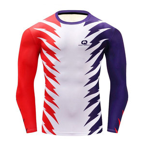 เสื้อแรชการ์ดแขนยาวสำหรับผู้ชาย ผ้าสแปนเด็กซ์/โพลีเอสเตอร์ ปรับแต่งได้ เนื้อผ้านุ่ม สวมใส่สบาย ป้องกันแสงแดด เหมาะสำหรับว่ายน้ำและเล่นเซิร์ฟ - Product Image 1