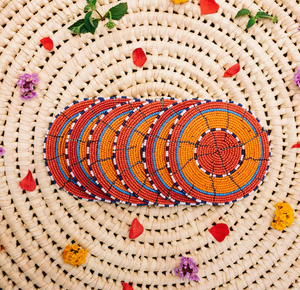 Handmade <b>beaded</b> maasai <b>coasters</b>, recycled beads, beautiful and vibrant <b>coasters</b> by whimsy art craft - Product Image 1