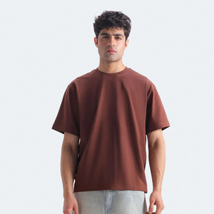 Camisetas transpirables 100% algodón de bambú, de hombros caídos, lisas, para hombre, de verano, informales, con cuello redondo y manga corta, en venta. - Product Image 1