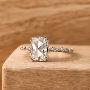Antique Cushion Rose Cut Solitaire Engagement Bridal Platinum 18K Gold Wedding Ring Fine Jewelry Gift For <b>Wife</b> - Product Image 4