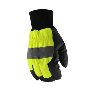 Gants de sécurité haute visibilité à doigts entiers avec bande réfléchissante antidérapants en cuir unisexe résistants à l'usure pour l'extérieur Alpha Racing - Product Image 2