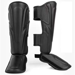 Protège-tibias de kickboxing OEM de haute qualité, en cuir de vachette véritable, pour entraînement professionnel MMA - Product Image 1