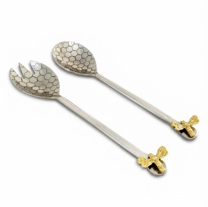 Wholesale Stainless Steel Salad Server <b>Set</b> Hammered Finish <b>2</b>-<b>Piece</b> Buffet Serving Spoon and Fork for Hotel Restaurant - Product Image 6