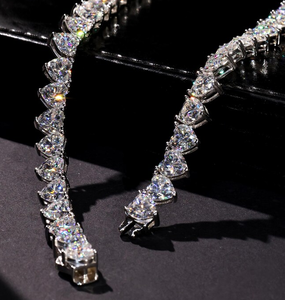Luxury Heart Shape Moissanite Tennis <b>Necklace</b> Iced Out Chain Hip Hop Jewellery Romantic <b>Statement</b> Gift - Product Image 3