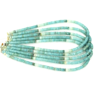 Cuentas de Amazonita Planas en Forma de Rondelle |   Cadena de 15 pulgadas |   Cuentas de Piedras Preciosas con Sombreado Azul Verde |   Suministros para la Fabricación de Joyería |   Cuentas al por Mayor - Product Image 2