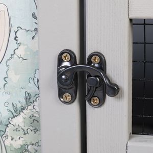 Conejera de 2 niveles, bandeja extraíble, rampa que se puede abrir, techo interior exterior, casa de animales pequeños, patrones coloridos grises para patos - Product Image 5