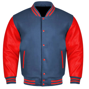 Custom Embroidered Geometric Logo Baseball Letterman Varsity Bomber Jacket with Stand Collar for <b>Men</b> Winter - Product Image 2
