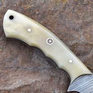 Drop Point Hunting Knife Damascus Steel Blade 0.6mm Thickness Straight Edge Handle Outdoor <b>Tool</b> - Product Image 4