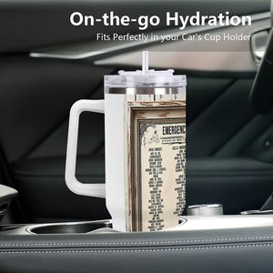 Vaso Personalizado de Acero Inoxidable de 40 oz con Diseño de Números de Emergencia para Uso Corporativo - Product Image 3