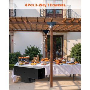 Kit Pergola (4 Pezzi) - Staffe a T 4x4 (3.5x3.5 Pollici) a 3 Vie per Fai da Te, Kit Staffe per Gazebo in Legno, Viti e Telaio Rivestito - Product Image 3