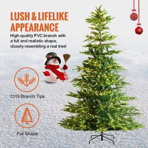 7.5ft Prelit Artificial Christmas <b>Tree</b> Full Holiday Decor with 700 Warm White LED <b>Lights</b> and 1319 Branch Tips for Xmas - Product Image 3