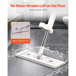 Mop Piatto in Microfibra con Funzione di Strizzatura Automatica, 4 Panni Riutilizzabili per Pulizia Pavimenti Bagnati/Asciutti, per Uso Ufficio - Product Image 2