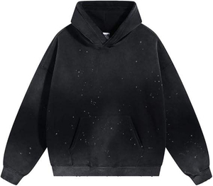 Ensemble survêtement homme personnalisable 100% coton 450 g/m² avec pantalon évasé et sweat à capuche imprimé strass effet délavé soleil - Product Image 2